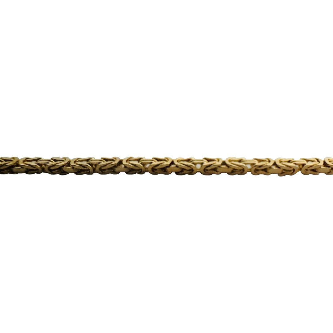 14k Yellow Gold 9.6g Solid Thin 1.5mm Squared Byzantine Link Necklace Italy 20"