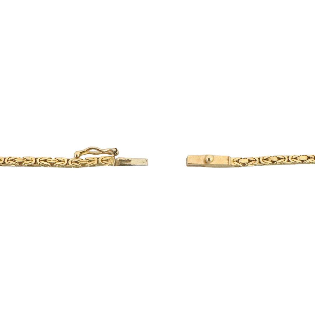 14k Yellow Gold 9.6g Solid Thin 1.5mm Squared Byzantine Link Necklace Italy 20"