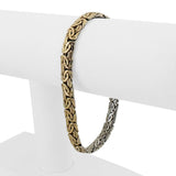 14k Yellow and White Gold 9g Reversible Byzantine Link Bracelet Turkey 8"