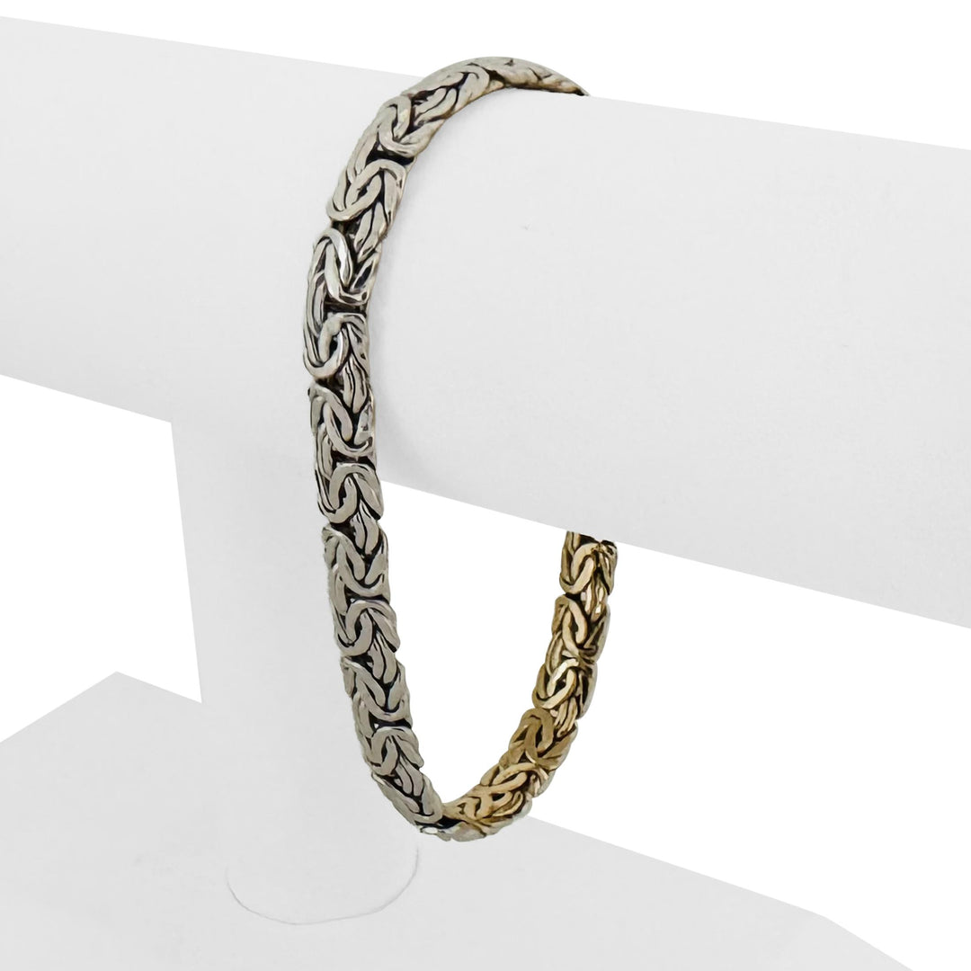 14k Yellow and White Gold 9g Reversible Byzantine Link Bracelet Turkey 8"