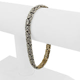 14k Yellow and White Gold 9g Reversible Byzantine Link Bracelet Turkey 8"