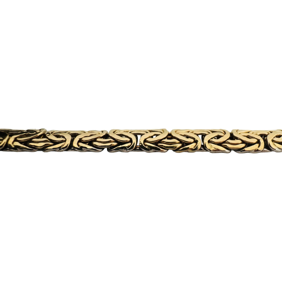 14k Yellow and White Gold 9g Reversible Byzantine Link Bracelet Turkey 8"