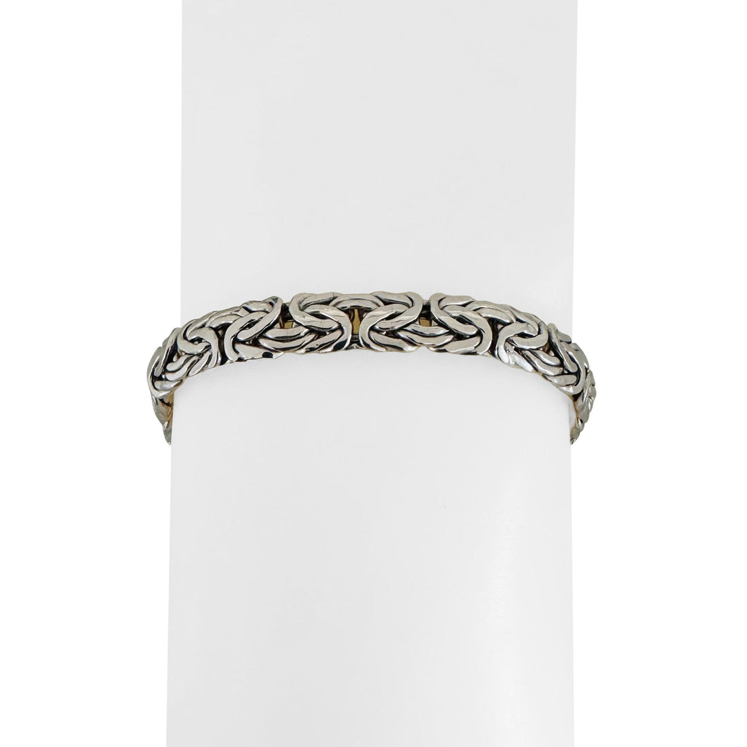 14k Yellow and White Gold 9g Reversible Byzantine Link Bracelet Turkey 8"