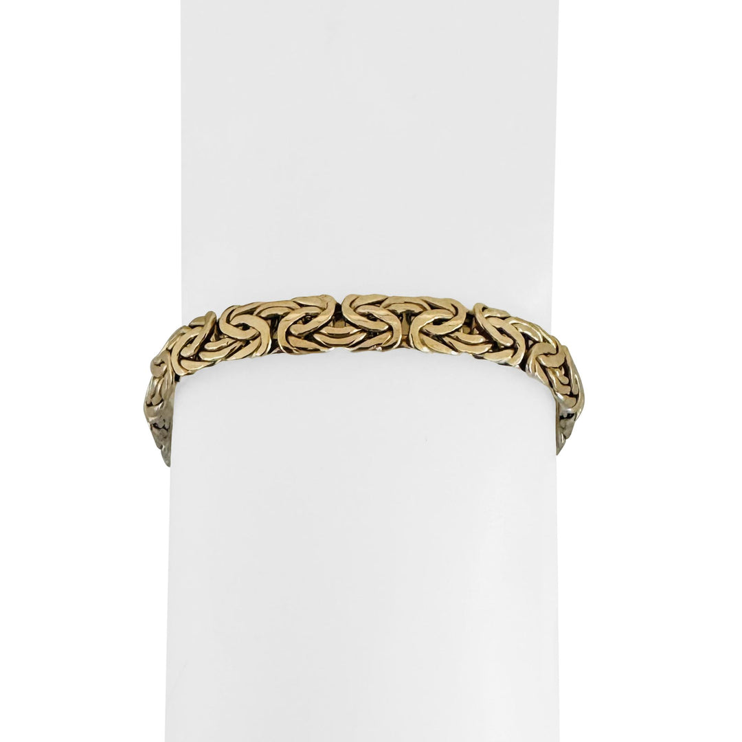 14k Yellow and White Gold 9g Reversible Byzantine Link Bracelet Turkey 8"