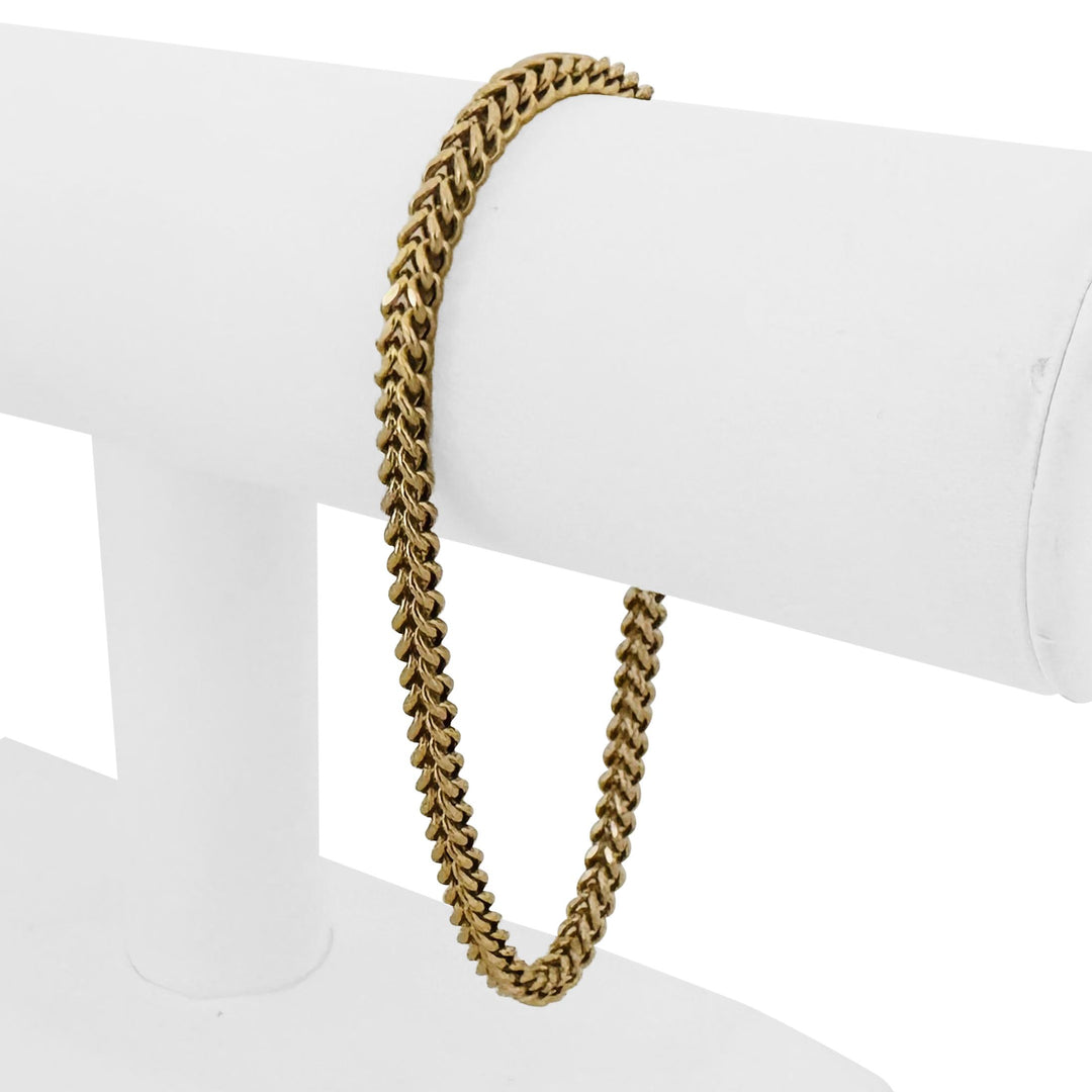 14k Yellow Gold 8g Men's Hollow 4mm Squared Franco Link Bracelet Italy 8.5"