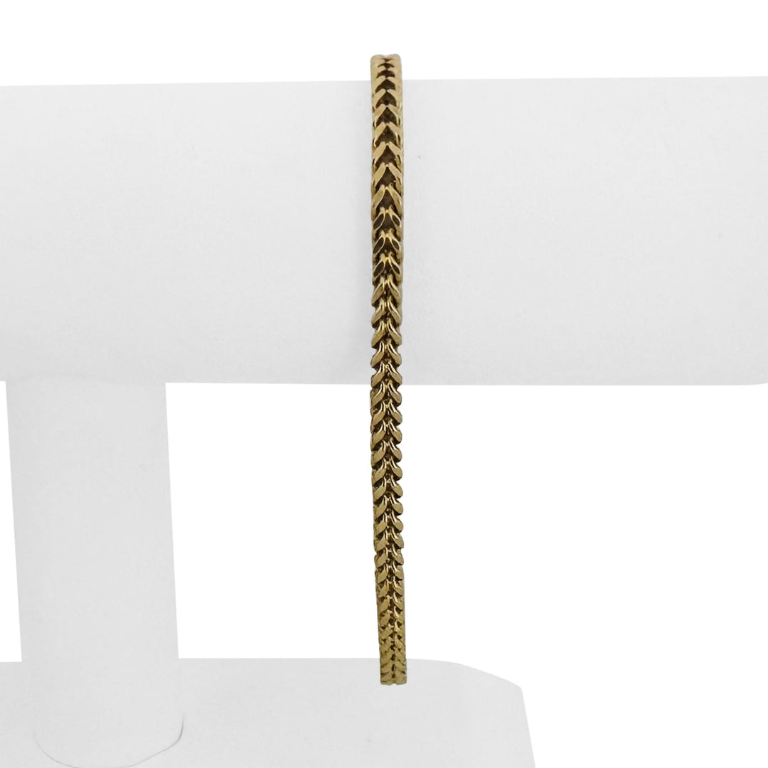 14k Yellow Gold 8g Men's Hollow 4mm Squared Franco Link Bracelet Italy 8.5"