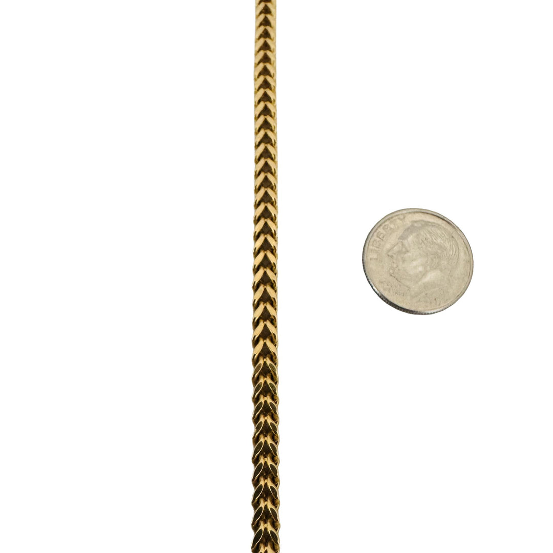 14k Yellow Gold 8g Men's Hollow 4mm Squared Franco Link Bracelet Italy 8.5"