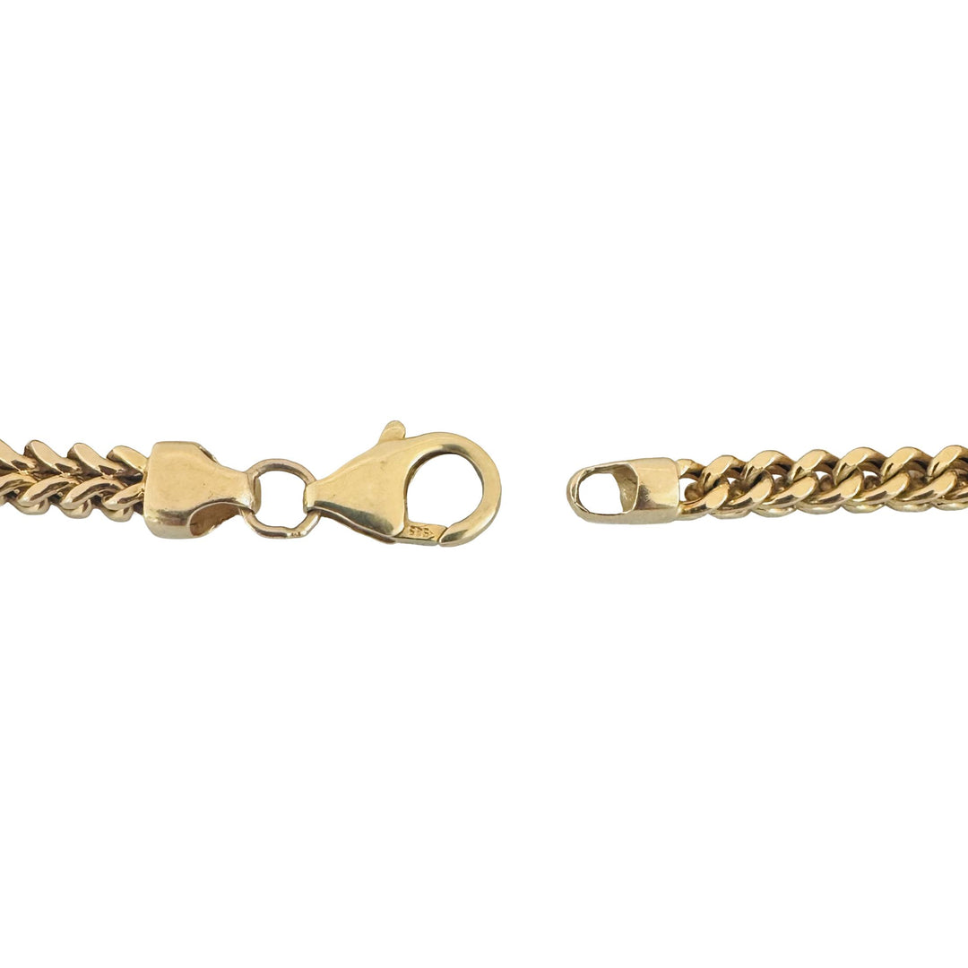 14k Yellow Gold 8g Men's Hollow 4mm Squared Franco Link Bracelet Italy 8.5"