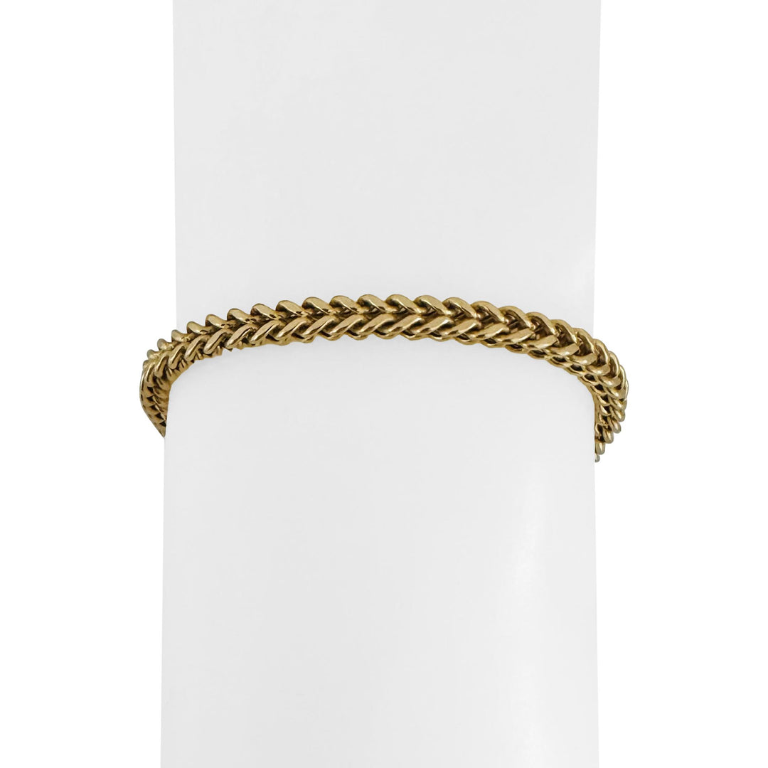 14k Yellow Gold 8g Men's Hollow 4mm Squared Franco Link Bracelet Italy 8.5"