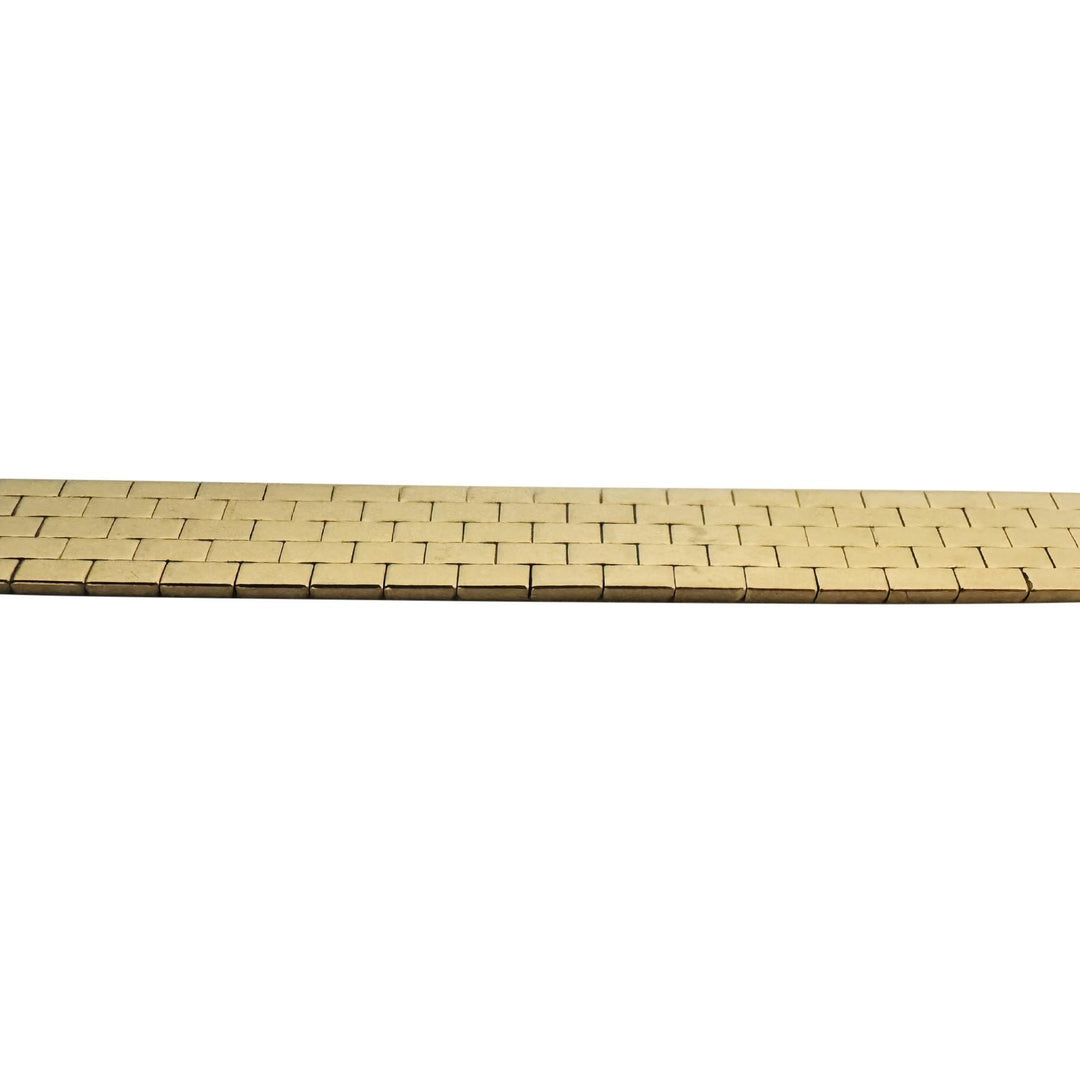 14k Yellow Gold 18.9g Solid Polished 8mm Brick Link Strap Bracelet Italy 7"