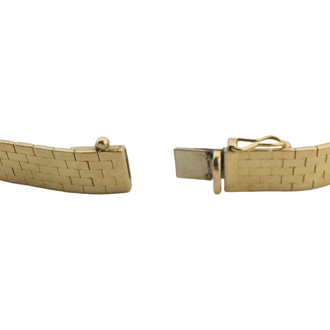 14k Yellow Gold 18.9g Solid Polished 8mm Brick Link Strap Bracelet Italy 7"