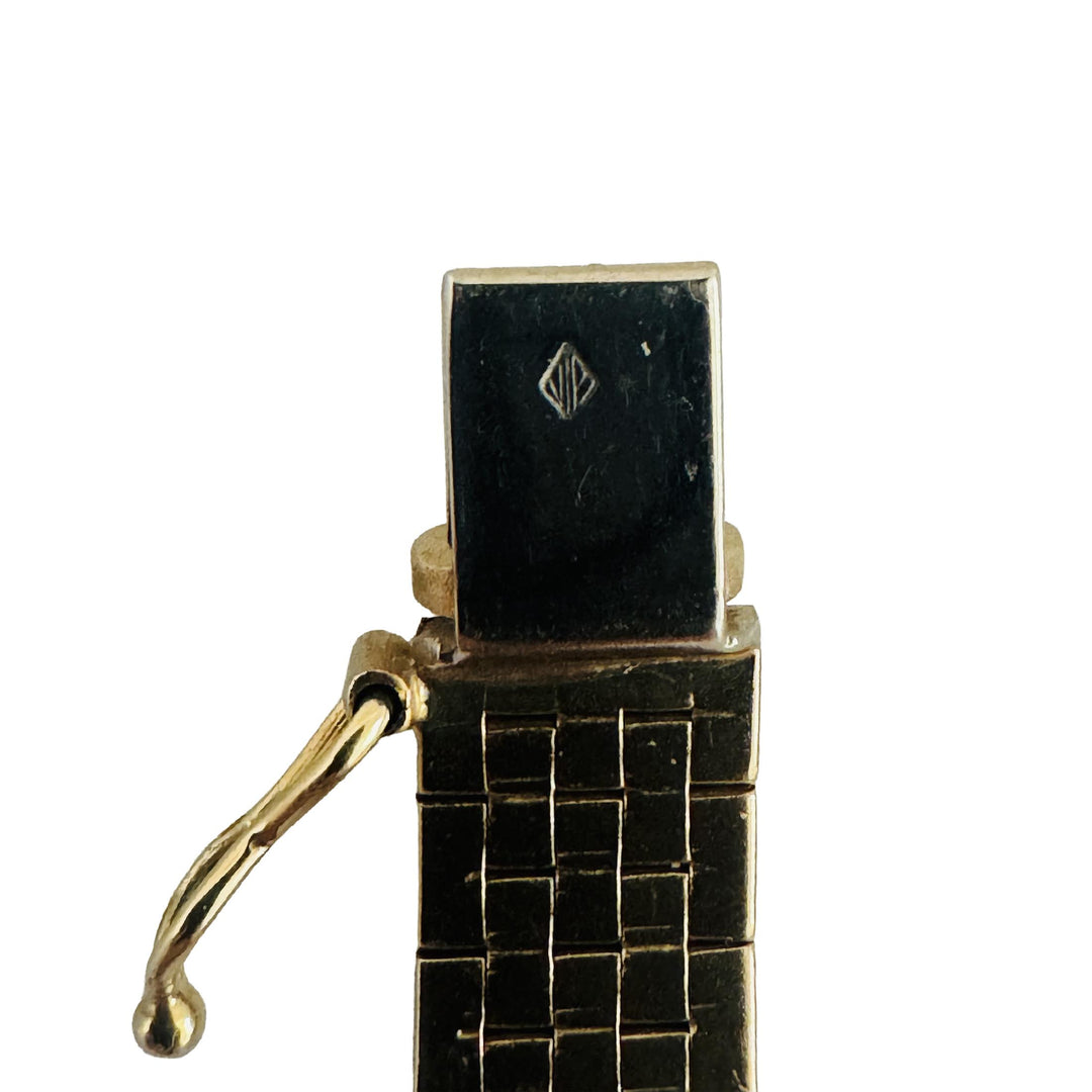 14k Yellow Gold 18.9g Solid Polished 8mm Brick Link Strap Bracelet Italy 7"