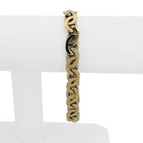 14k Yellow and White Gold 44g Reversible Heavy Fancy Curb Link Bracelet Italy 8"