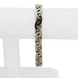 14k Yellow and White Gold 44g Reversible Heavy Fancy Curb Link Bracelet Italy 8"