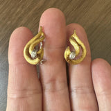 18k Yellow Gold and Diamond 9.3g Ladies Vintage Earclips 1"