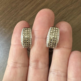 14k White Gold and 2.5cttw White and Chocolate Diamond Huggie Earrings