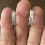 14k White Gold and 1cttw Diamond Small Hoop Earrings