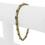 14k Yellow Gold and Emerald 12.4g Bar Link Bracelet 7"