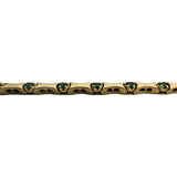 14k Yellow Gold and Emerald 12.4g Bar Link Bracelet 7"