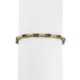 14k Yellow Gold and Emerald 12.4g Bar Link Bracelet 7"