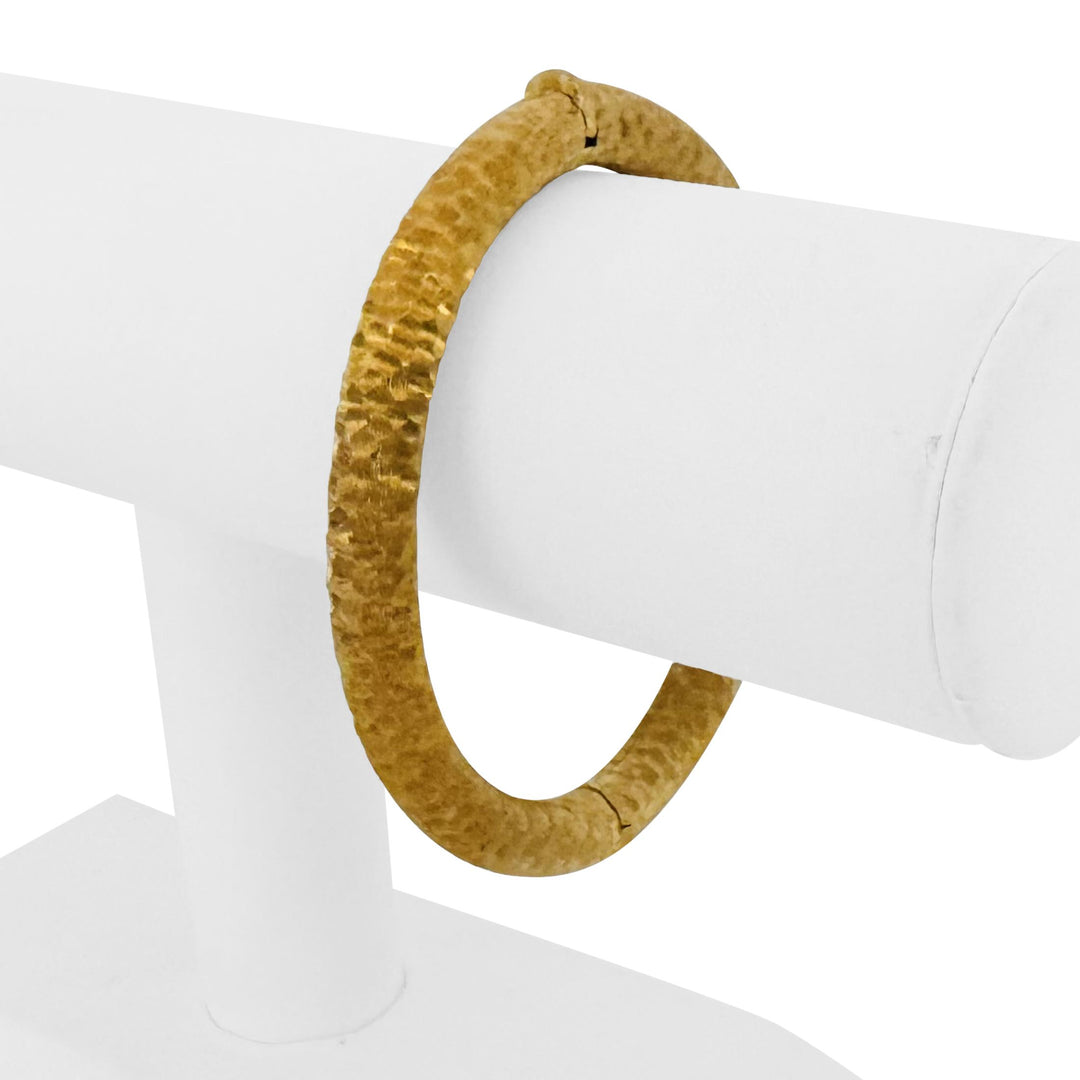 14k Yellow Gold 14.6g Ladies Textured 7.5mm Hammered Bangle Bracelet Italy 6.5"
