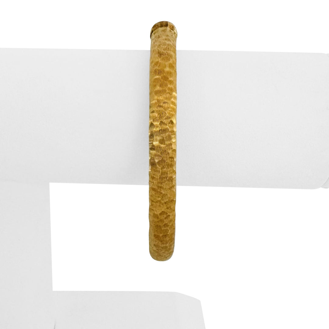 14k Yellow Gold 14.6g Ladies Textured 7.5mm Hammered Bangle Bracelet Italy 6.5"