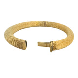 14k Yellow Gold 14.6g Ladies Textured 7.5mm Hammered Bangle Bracelet Italy 6.5"