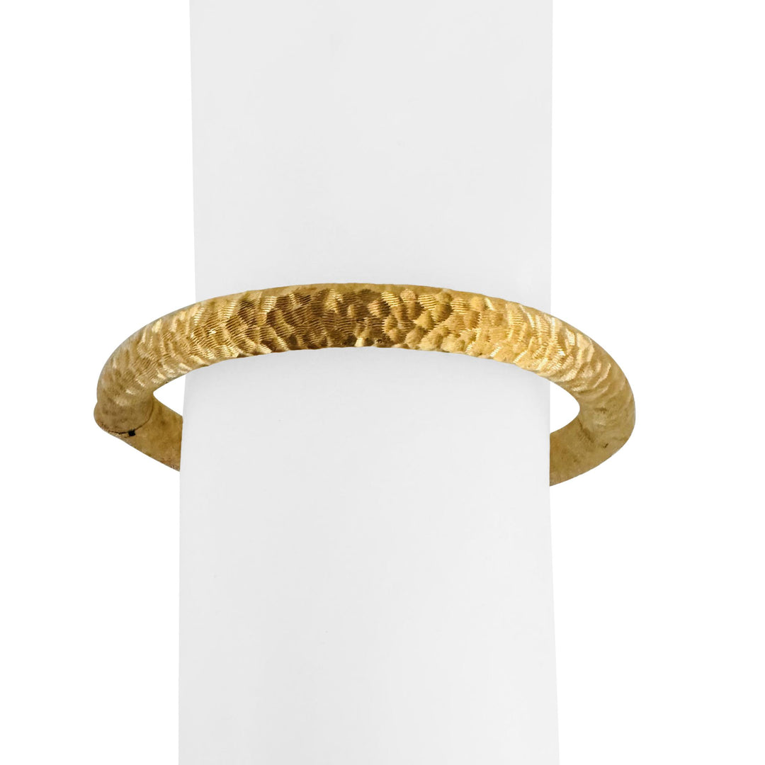 14k Yellow Gold 14.6g Ladies Textured 7.5mm Hammered Bangle Bracelet Italy 6.5"