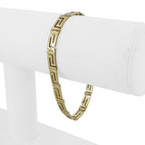 14k Yellow Gold 14.4g Solid Vintage 6mm Greek Key Panel Link Bracelet 7.25"