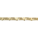 14k Yellow Gold 14.4g Solid Vintage 6mm Greek Key Panel Link Bracelet 7.25"