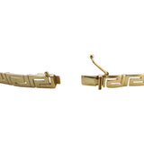 14k Yellow Gold 14.4g Solid Vintage 6mm Greek Key Panel Link Bracelet 7.25"