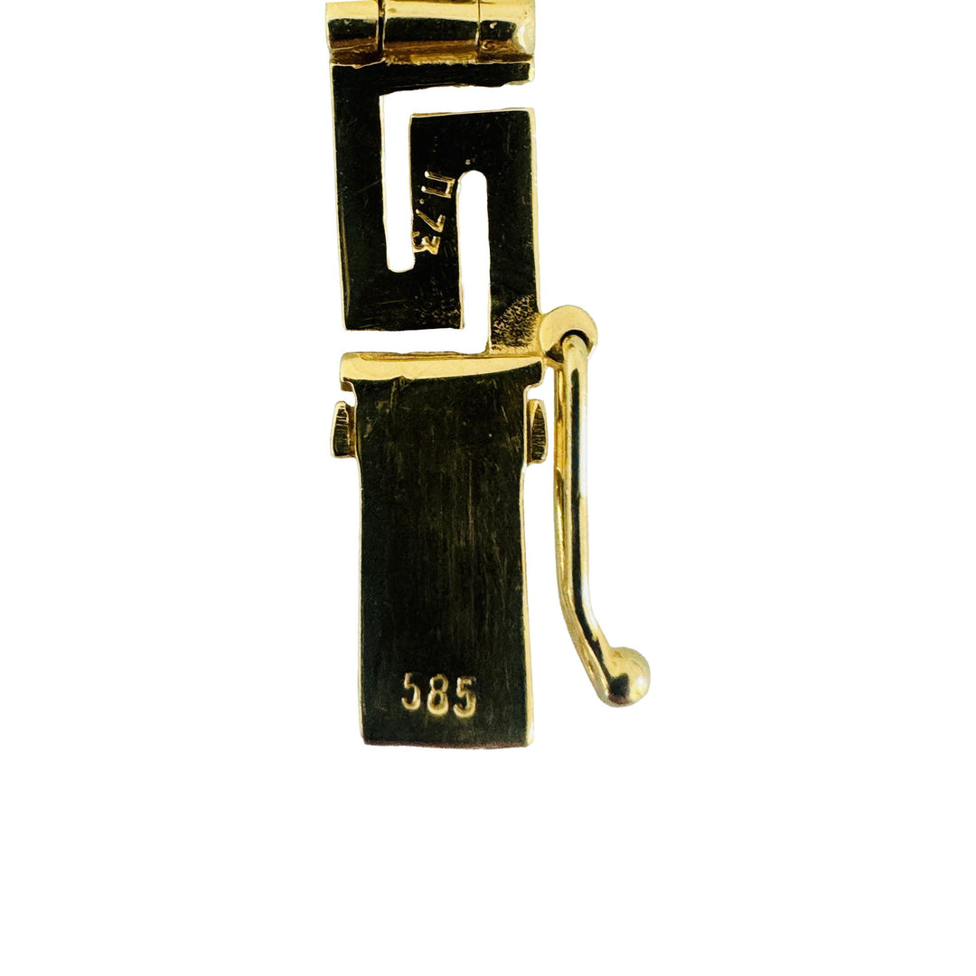 14k Yellow Gold 14.4g Solid Vintage 6mm Greek Key Panel Link Bracelet 7.25"