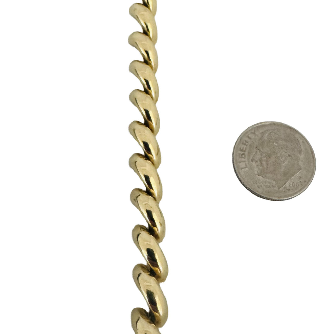 14k Yellow Gold 16g Ladies Polished 7mm San Marco Link Bracelet Italy 7.25"