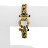 14k Yellow Gold 21g Cabochon Onyx Byzantine Link Bolt Clasp Bracelet 7"