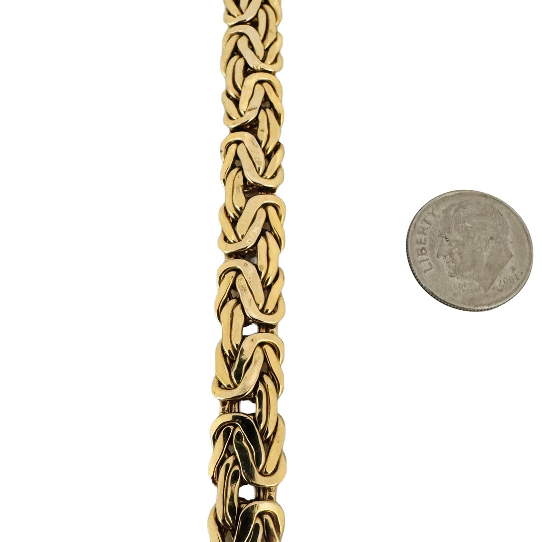 14k Yellow Gold 21g Cabochon Onyx Byzantine Link Bolt Clasp Bracelet 7"