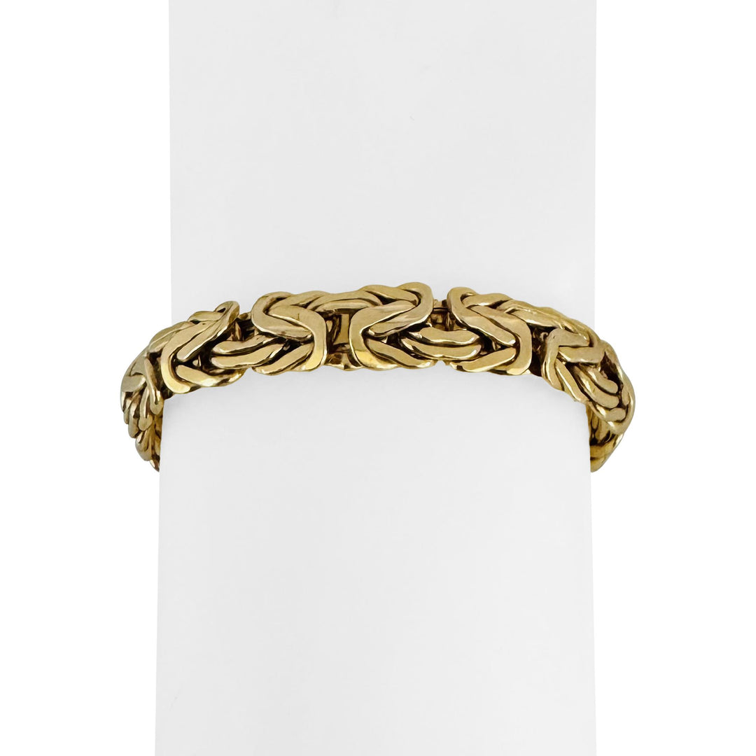 14k Yellow Gold 21g Cabochon Onyx Byzantine Link Bolt Clasp Bracelet 7"