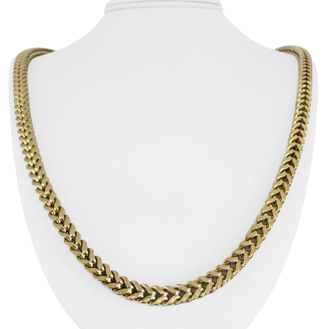 10k Yellow Gold 40g Men's Semi Solid 6mm Squared Franco Link Chain Necklace 26"