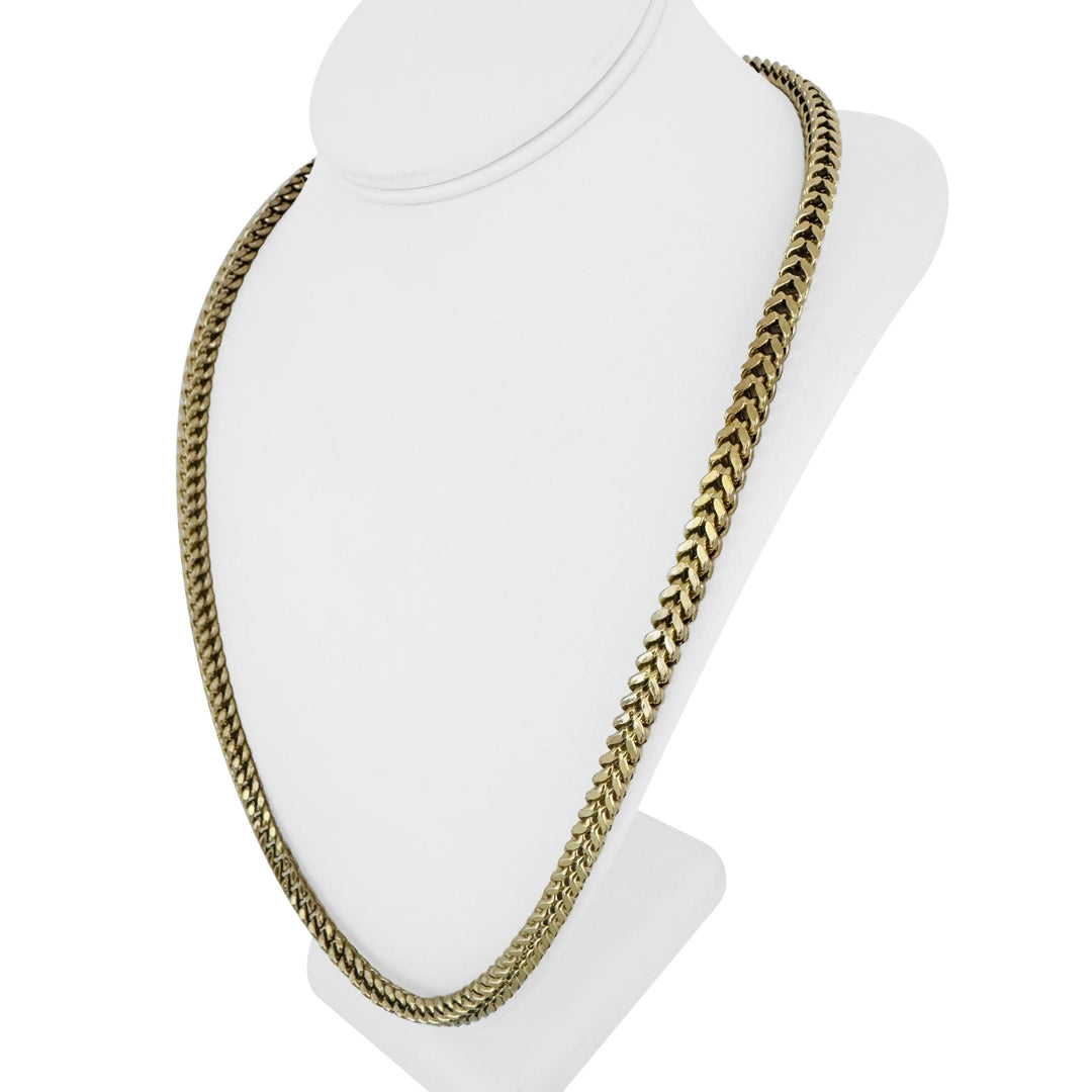 10k Yellow Gold 40g Men's Semi Solid 6mm Squared Franco Link Chain Necklace 26"