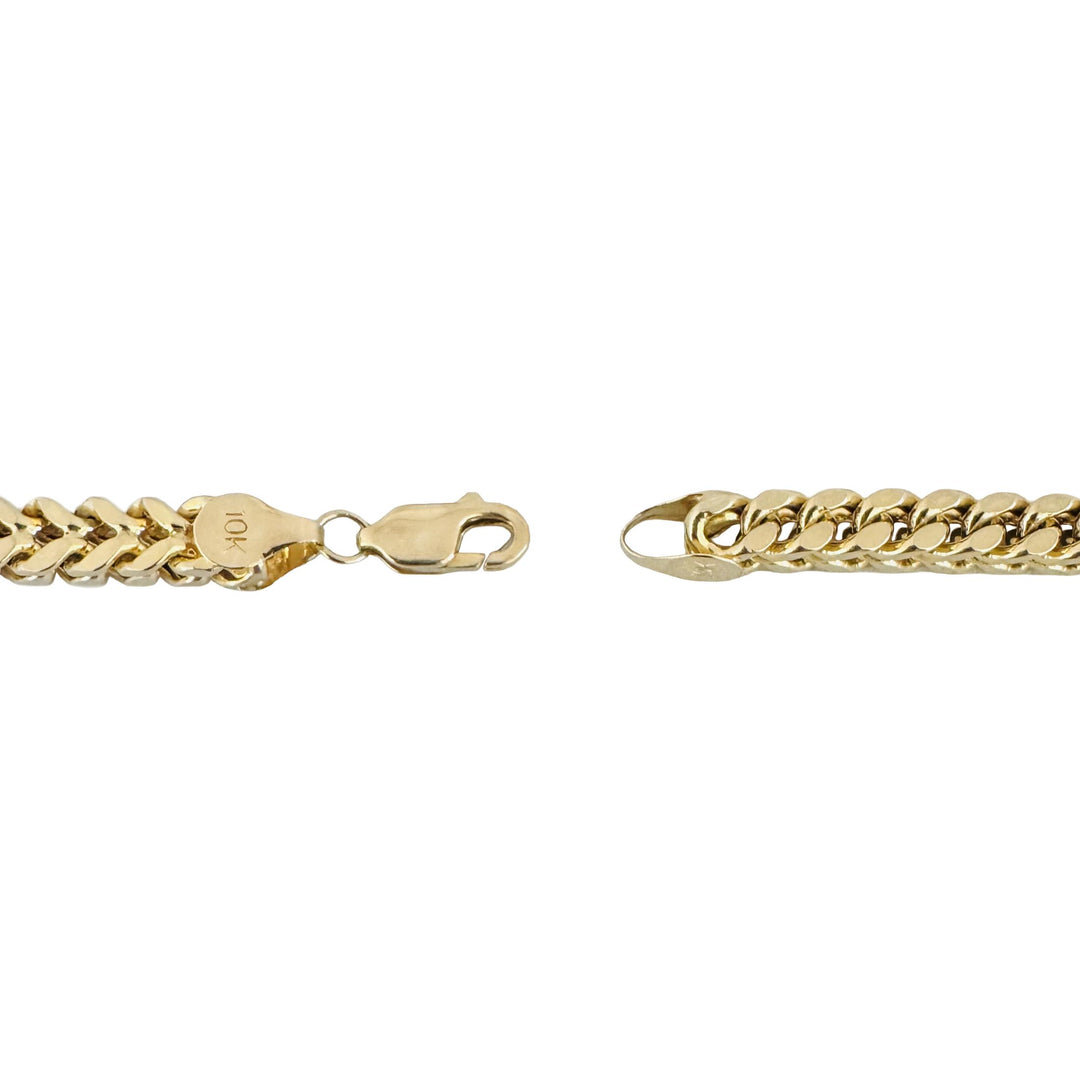 10k Yellow Gold 40g Men's Semi Solid 6mm Squared Franco Link Chain Necklace 26"