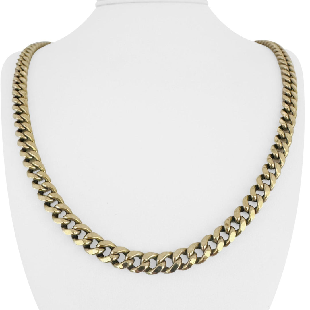 10k Yellow Gold 30.5g Semi Solid 7.5mm Cuban Link Chain Necklace 24"