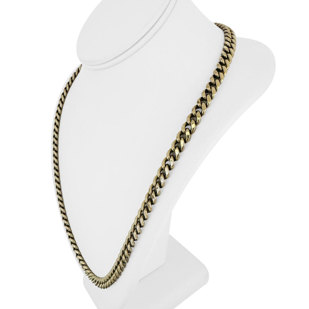 10k Yellow Gold 30.5g Semi Solid 7.5mm Cuban Link Chain Necklace 24"
