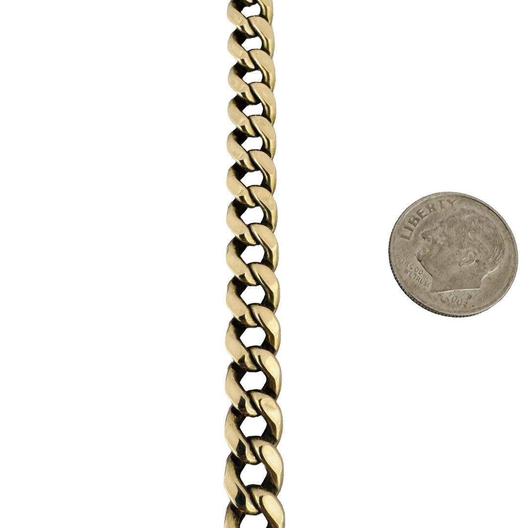 10k Yellow Gold 30.5g Semi Solid 7.5mm Cuban Link Chain Necklace 24"