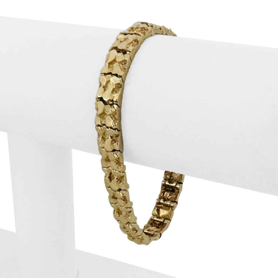 14k Yellow Gold 25.8g Solid Heavy 7.5mm Chunky Nugget Link Bracelet 7.25"