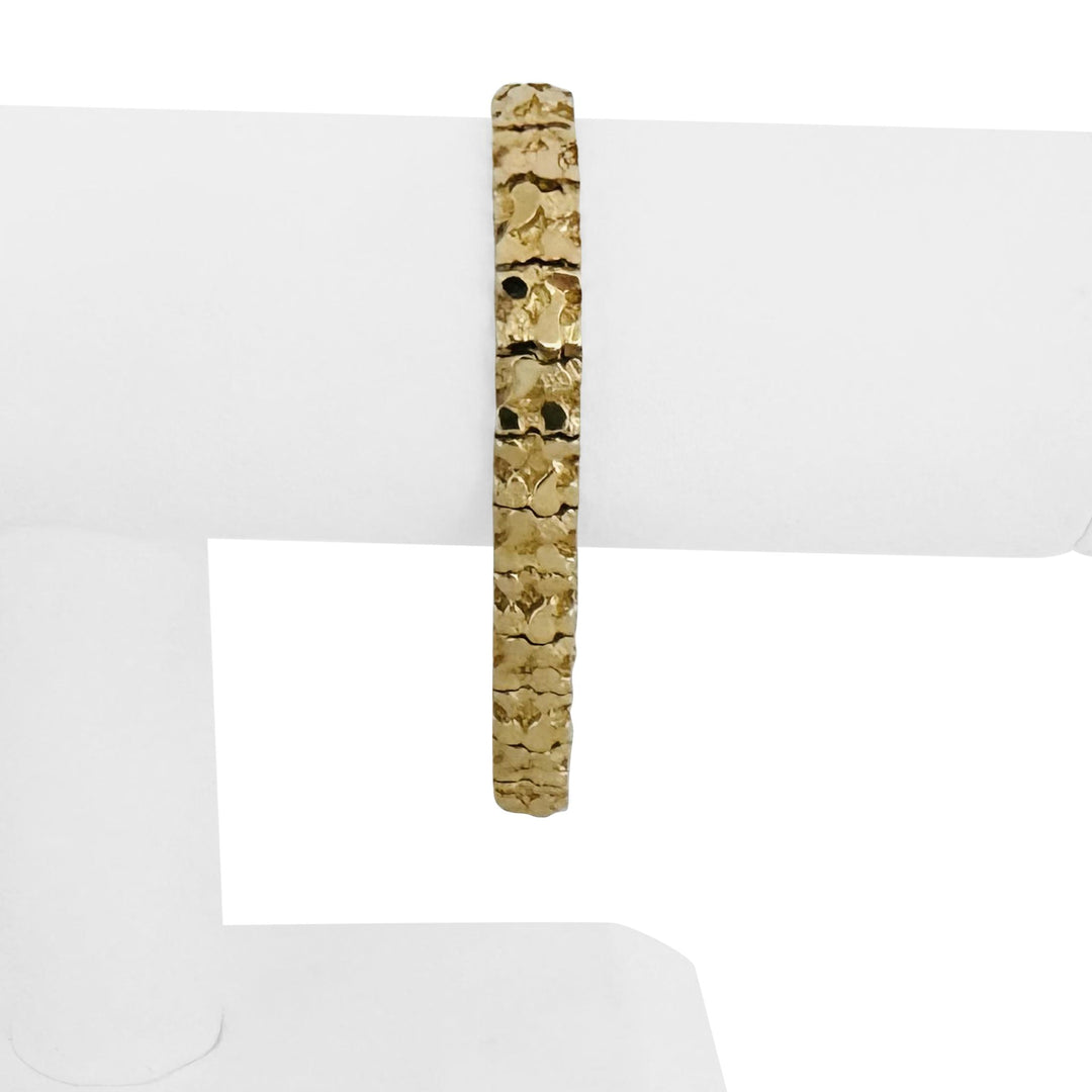 14k Yellow Gold 25.8g Solid Heavy 7.5mm Chunky Nugget Link Bracelet 7.25"