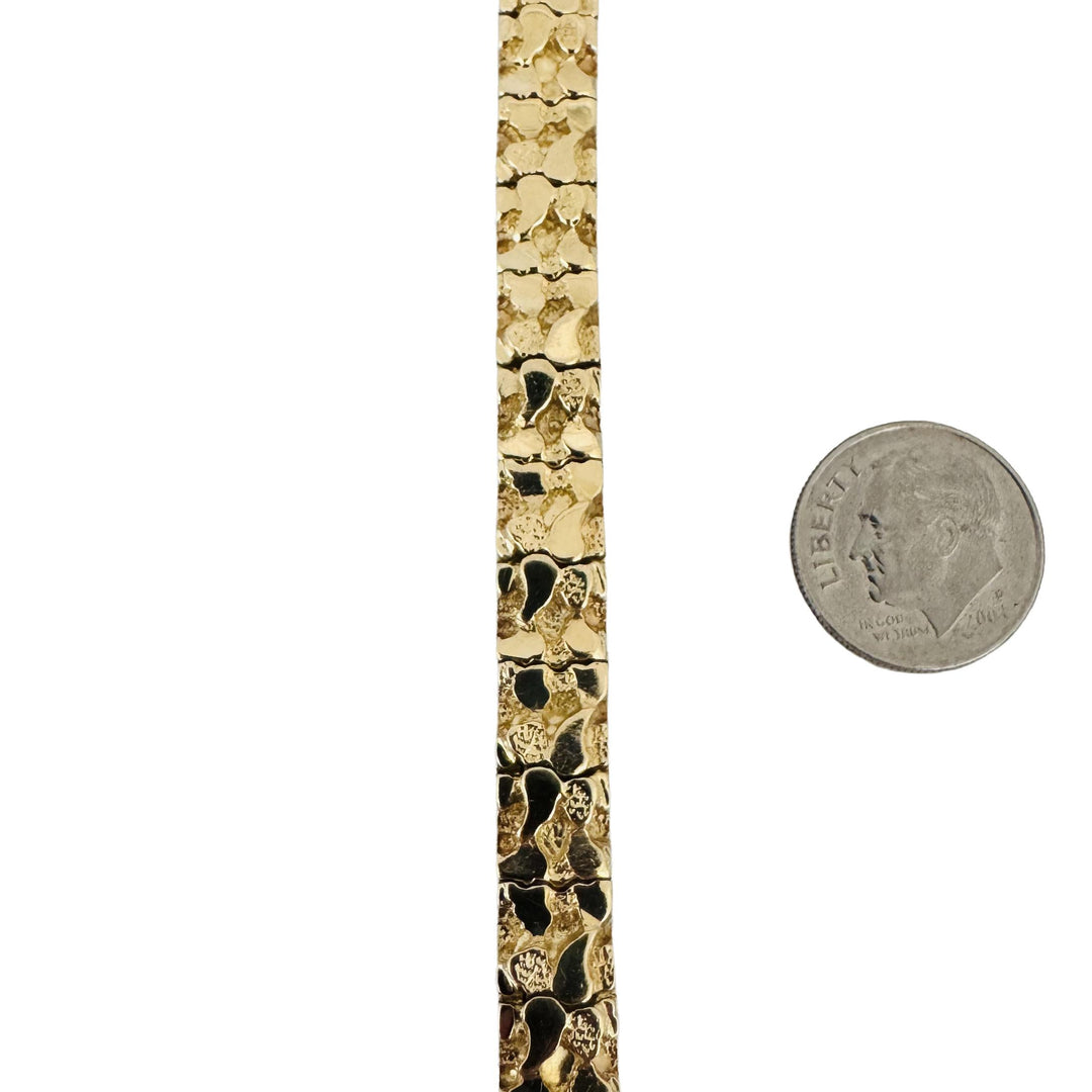 14k Yellow Gold 25.8g Solid Heavy 7.5mm Chunky Nugget Link Bracelet 7.25"