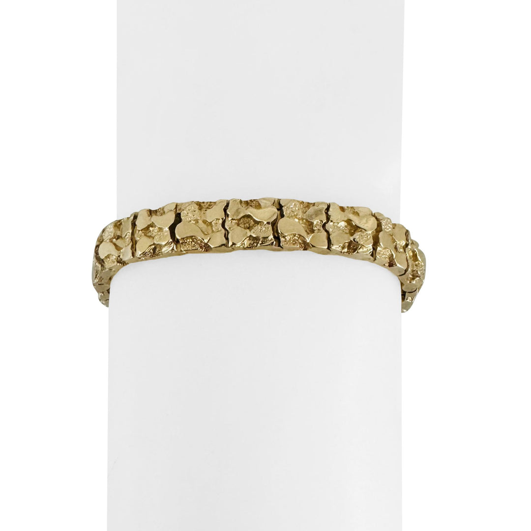 14k Yellow Gold 25.8g Solid Heavy 7.5mm Chunky Nugget Link Bracelet 7.25"