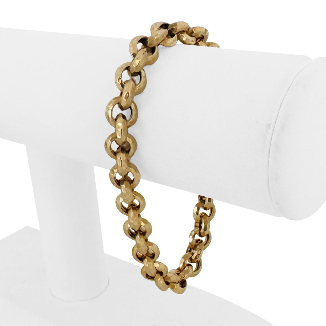 14k Yellow Gold 12g Ladies Faceted 8.5mm Rolo Link Bracelet 8"