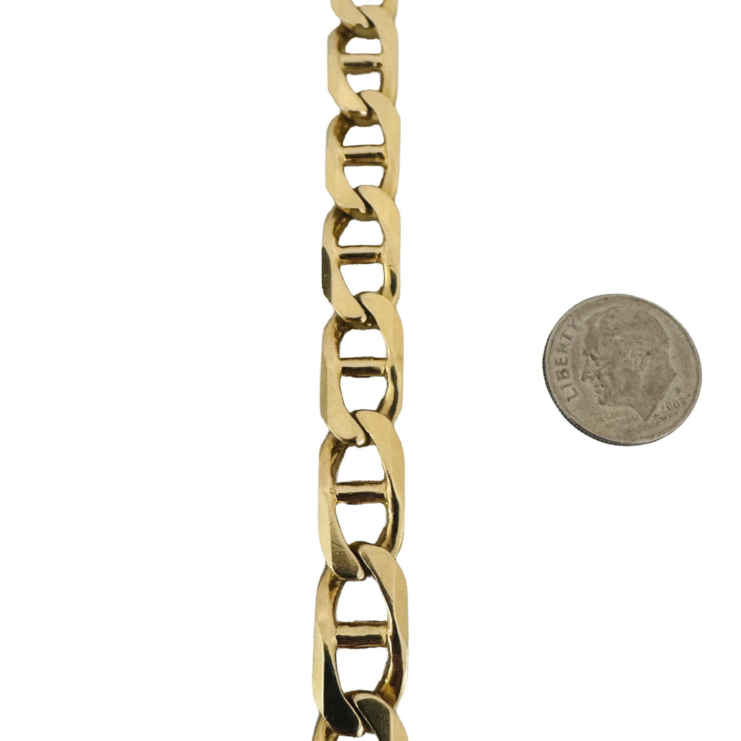 14k Yellow Gold 31.7g Solid Heavy 9.5mm Vintage Mariner Link Bracelet 7"