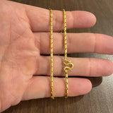 24k Pure Yellow Gold 15g Solid 2.2mm Bar Link Chain Necklace 15.5"