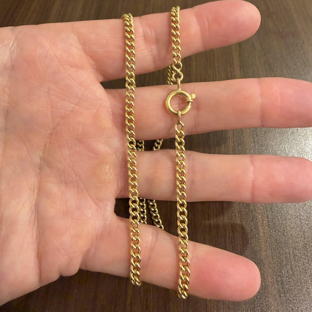 19k Portuguese Yellow Gold 31.5g Solid 4mm Curb Link Chain Necklace 22.5"